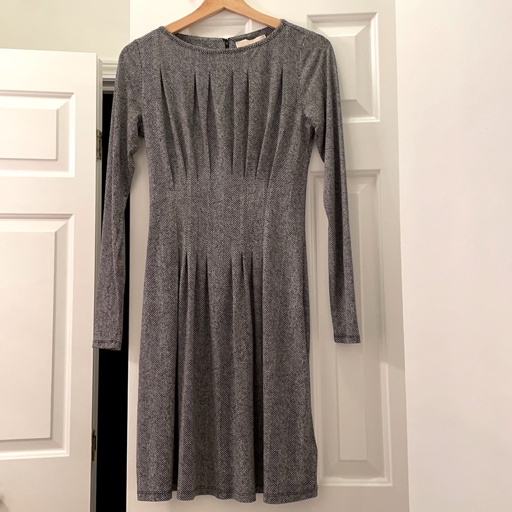 Michael Kors pleated black and white striped dress
